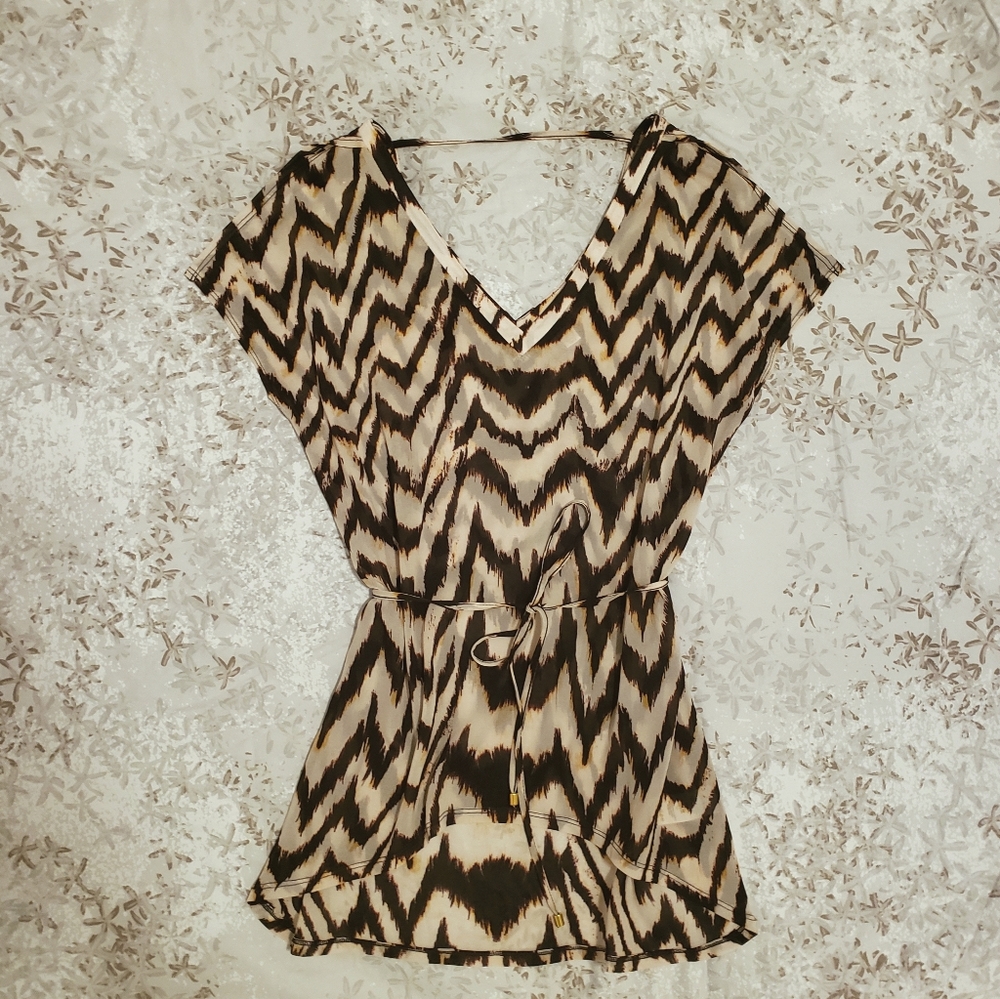 Dynamite Sheer Top with Belt Tie